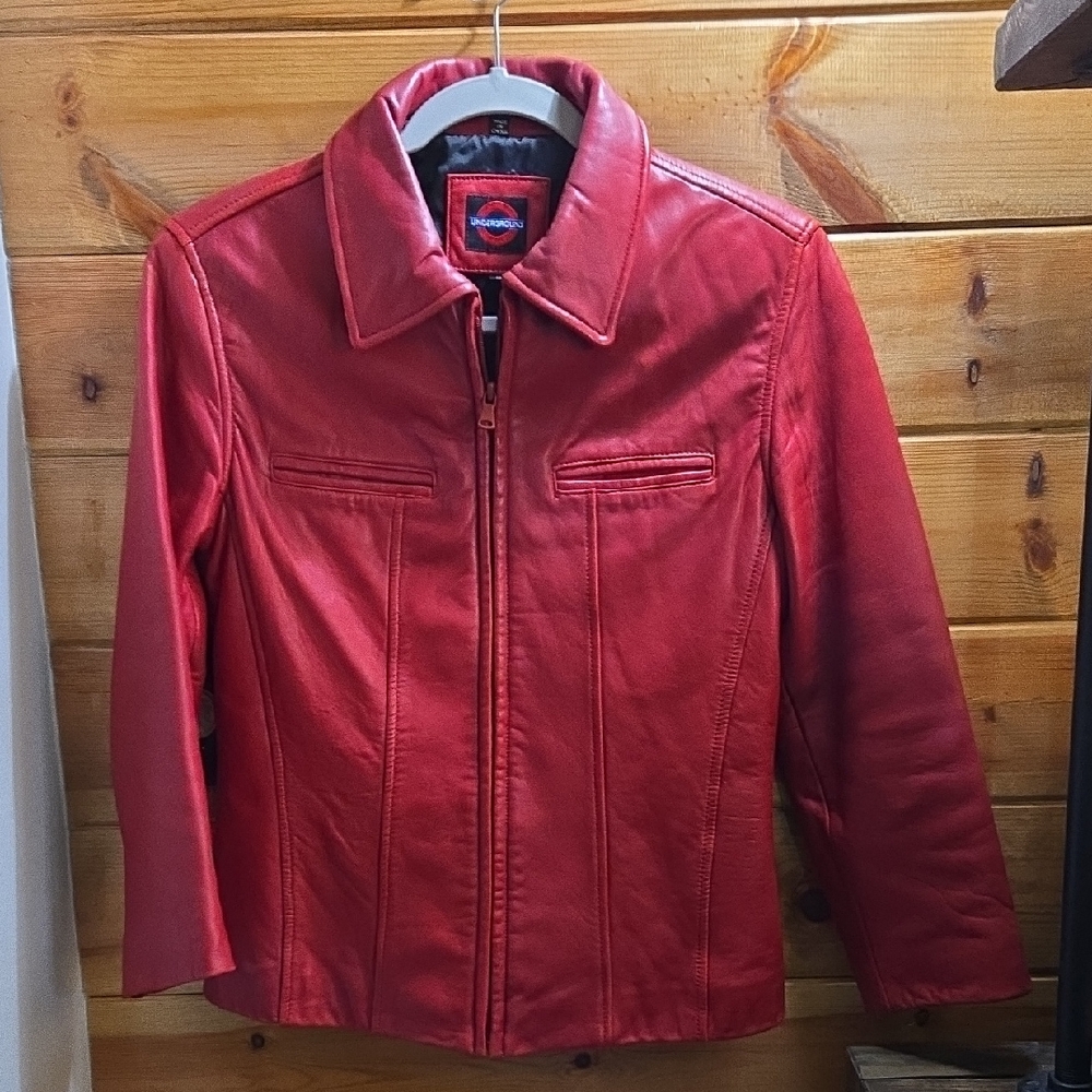 Underground Cherry Red Leather Jacket 0014